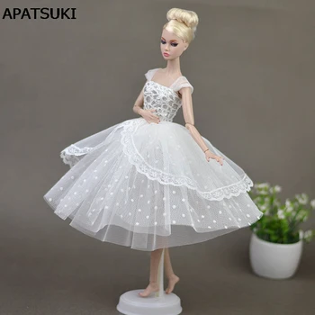 Vaiskiai Balta Lėlės Suknelės Elegantiška Panele vakarinę Suknelę Drabužius Barbie Lėlės, Už 1/6 BJD Doll House Dovana Lėlės Priedai