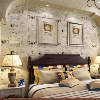 WELLYU Amerikos Kaime Retro Laikraštis Tapetai papel de parede tapetai, vaikų kambarys berniukas miegamojo lovos fone