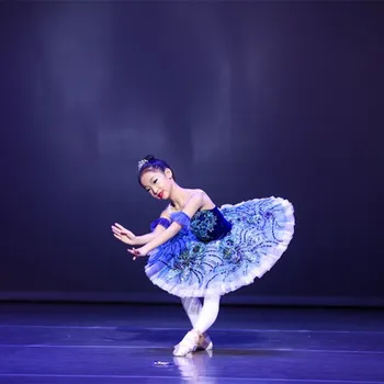 Blizgučiais Mėlyna Profesionalių Baleto Mdc Vaikai Vaikai Blynų Lėkštės Balerinos Tutu Šalis Suknelė Mergaitėms Baleto Šokio Kostiumai