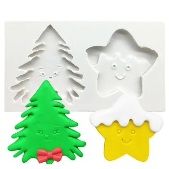 Kalėdų Eglutė Star Silikono Torto Kepimo Formą Sugarcraft Šokolado Keksas Dervos Įrankiai, Minkštas Dekoravimo Įrankiai