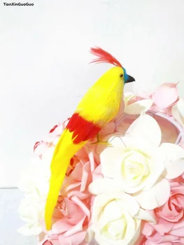 modeliavimo papūga paukštis sunkiai modelis putų&plunksnos geltonos spalvos papūga apie 18cm,rankdarbių namų, sodo puošmena dovana s1404