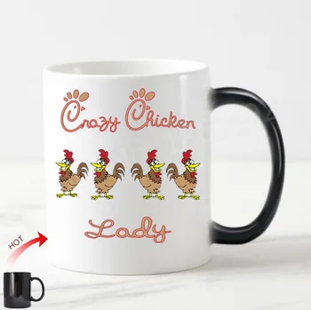 Juokinga Crazy Chicken Lady Kavos Puodelis Arbatos Puodelio Naujovė Ūkio Gyvūnai Vištienos Puodeliai Šalies Klėtis 