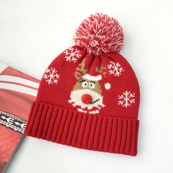Unisex Kalėdų Skrybėlę Žiemos Megzti Nėrimo Kepuraitė Santa Hat Moterims, Vyrams, Vaikams Kalėdos Nauji Metai Skrybėlę