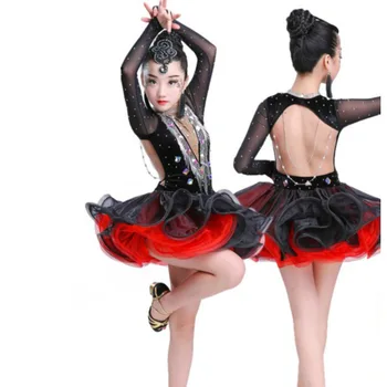 Naujas lotynų diamond sportinių šokių suknelės mergaitėms suknelė cha šokių suknelė kostiumų šokių konkursas kostiumai