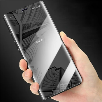 Veidrodis, Flip Case For Samsung Galaxy M20 Atveju Prabanga Apkalos Odos Laikiklio Stovas Telefono Dangtelį Samsung Galaxy M10 M20 funda