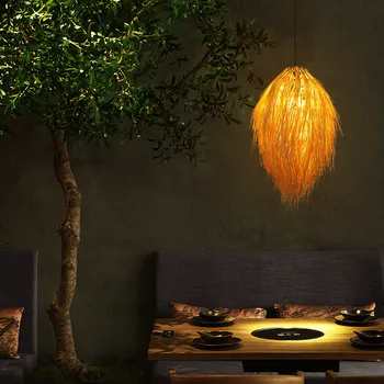 Šiaurės rankų darbo rotango meno led šviestuvo šiuolaikinės paprasta kankorėžinė kūrybos lempos restoranas arbatos mansarda dekoratyvinis Liustra