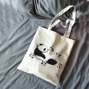 Spausdinti Mielas Gyvūnų Panda Ponios Rankinėje Laisvalaikio Rankinės Ekologiškas Pirkinių Krepšys Didelės Talpos Rankinėje.