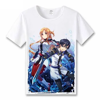 Unisex Anime Cos Kardas Meno Internete Kirigaya Kazuto Kirito Yuuki Asuna Medvilnės Atsitiktinis Marškinėliai Tee T Shirts