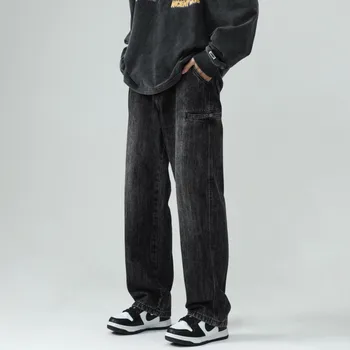 Baggy Jeans Vyrų Mados Atsitiktinis Retro Cargo Džinsai Vyrams Japonijos Streetwear Hip-Hop Palaidi Tiesūs Džinsai Pants Mens Kelnės M-2XL