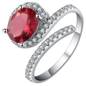karšto sidabro spalvos žiedas moterims vestuvių Red CZ akmens vestuvinis žiedas gimtadienio dovana akmuo