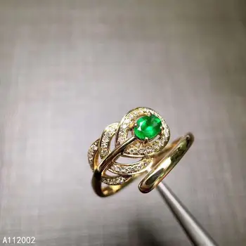 KJJEAXCMY fine jewelry gamtos Smaragdas 925 sterlingas sidabro naujas reguliuojamas brangakmenio moterų žiedas paramos bandymo klasikinis puikus