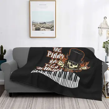 Piano Player Kaukolės Skeletas Grand Piano Pianistas Kilimų, Flocking Tekstilės Karšto Lovos Antklodė Lova Apima Prabanga Antklodė