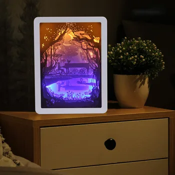 Naujovė Naktį Šviesos Popieriaus iškirpti Atmosfera Žibintas 3D Popieriaus Drožyba Meno Apdailos Lempa USB Power Gyvenimo Kambario, Miegamasis