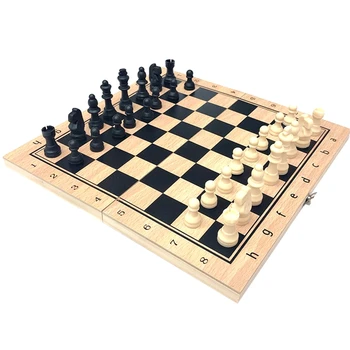 3 In1 Mediniai Šachmatai Ir Šaškės Nustatyti, Stalo Žaidimai Vaikams Ir Suaugusiems Kelionės Nešiojamas Sulankstomas Šachmatų Žaidimo Rinkiniai