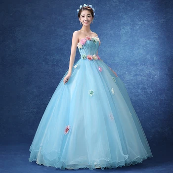 šviesiai mėlyna duobute gėlių kamuolys suknelė viduramžių cosplay suknelė Renesanso Suknelė princesė dress Victoria/Marie Antoinette Belle kamuolys