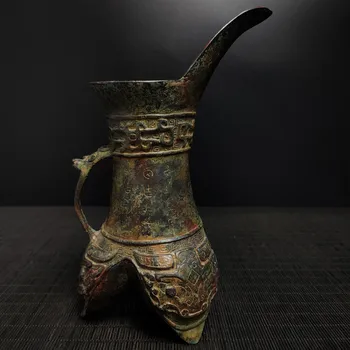 Kinų kultūros reliktus ornamentu Kolekcijos vertę, Shang ir Zhou Dinastijos Bronzos Vyno Taurės elegantiškas Meno Vertybių cadeau homme