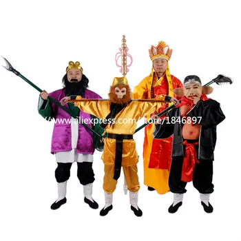 Senovės kinų klasikinės istorija etape kostiumai XI YOUXI, senovės kinų kostiumas Beždžionių Karalius/Tango Seng/Sha Seng vaidmenų žaidimas