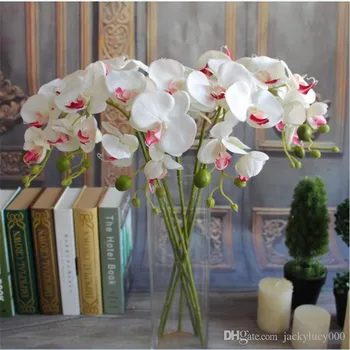 Gražus 78cm Ilgis Dirbtinio Šilko Phalaenopsis Drugelis Orchidėjų Lapų Puodą Gėlių kompozicijų vestuvėms Gimtadienio Apdaila