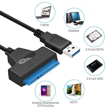 USB 3.0 prie SATA Kabelis 22pin už SSD HDD Kietąjį Diską 22 Pin Sata III Adapteris 2.5 Colio Išorinis