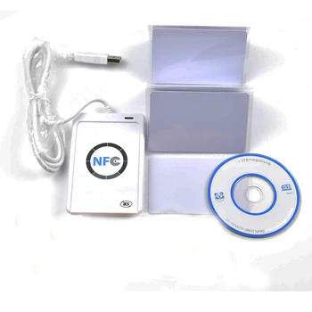 USB ACR122U NFC RFID Skaitytuvą Rašytojas visų 4 Tipų NFC (ISO/IEC18092) Žymes + 5vnt UID Permainingi Kortelės +1 SDK CD