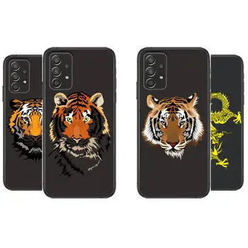 geltona Dragon tiger gyvūnų Telefono dėklas Korpuso Samsung Galaxy A70 A50 A51 A71 A52 A40 A30 A31 A90 A20E 5G a20s Juoda Korpuso Meno C