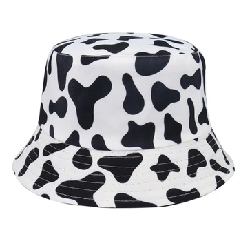 Naujas Mados Skrybėlę Grįžtamasis Juoda Balta Karvė Modelis Kibirą Skrybėlės Žvejys Dangteliai, Moterų, Vyrų, Moterų Vasaros Saulės Skrybėlę
