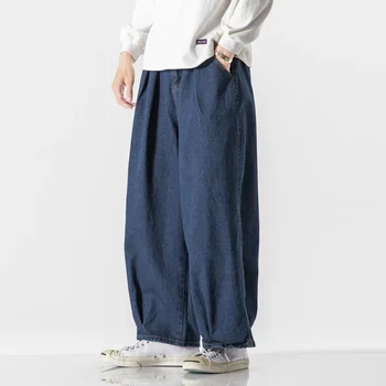 Japonijos Streetwear Plius Dydis Baggy Pants Prarasti Hip-Hop Tiesūs Džinsai Vyrų Drabužių Mados Korėjos Džinsinio Audinio Kelnės Vyras