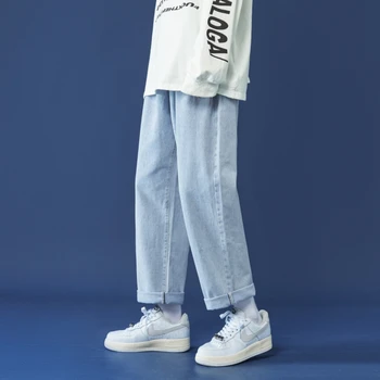ADRUSCS Vyrų Juoda Baggy Jeans Streetwear Naujas Harajuku Atsitiktinis Tiesios Kelnės Vyrų Prarasti Streetwear Balta Grafinis Džinsinio audinio Kelnės