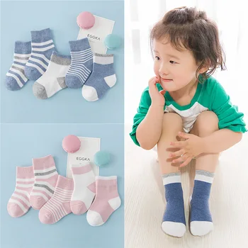 5 poros kūdikių kojinės rudens/žiemos grynas dryžuotos vaikiškos kojinės berniukams ir mergaitėms medvilnės kojinės kūdikiui