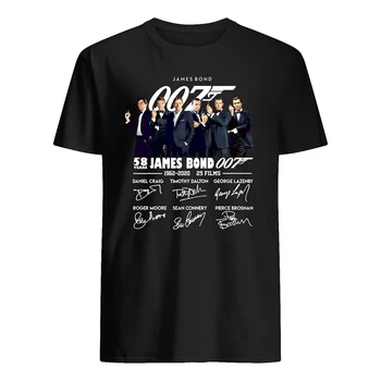 58 Metų James Bond 1962-2020 Parašų T-Shirt. Vasaros Medvilnės trumpomis Rankovėmis O-Neck T Shirt Mens Naujas S-3XL