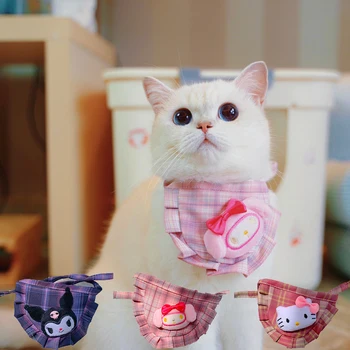 Kawaii Sanriod Kuromi Mano Melodija Cinnamoroll KT Katė pet mielas kombinezonai su antkrūtiniais apykaklės skara seilių rankšluostį Mažųjų Viduryje Šuo Kačiukas Žaislą dovanų