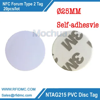 13.56 MHz NFC Ntag215 Žymeklį NTAG215 Disko Žymę PVC su lipnia už Tagmo