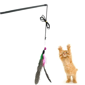 Pet Žaislas Paukščių Plunksnų Plastiko Katė Kibinimas Žaislas su Bell Katė Gaudytojas Kibinimas Žaislai Cat Stick Lazdele Katė Interaktyvūs Žaislai