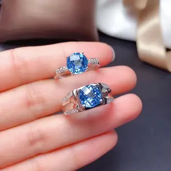 pora žiedas gamtos topazas Žiedas nekilnojamojo 925 sterlingas sidabro žiedas valentino gera mėlyna spalva perlas jubiliejų dovana birthstone
