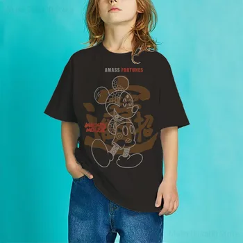 Vasarą naujas Disney marškinėliai vaikų drabužių Mickey spausdinti atsitiktinis animacinių filmų Mickey Mouse sportinis stilius laisvi marškinėliai viršų