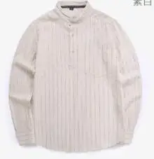2023HOT 2018 m. pavasario/vasaros vyriškų marškinių medvilnės ir lino ilgomis rankovėmis marškinėliai Ehinese stiliaus juodos spalvos marškinėliai DY-244