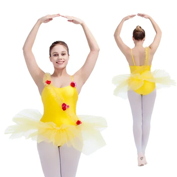 Nailonas/Lycra Camisole Baleto Šokių Leotard Tutu su Gėlėmis kirsti Fronto Veiklos Visų Dydžių