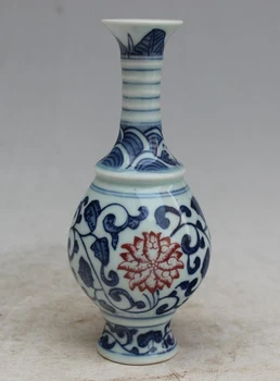 Išskirtinį Mažų Kinų Antikvariniai Rankų darbo Mėlynos ir Baltos spalvos Porceliano Gėlių Dizaino Laimingas Ornamentu Vaza Nr 3
