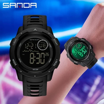 SANDA Nauja Vyrai LED Skaitmeninio Laikrodžio Šoko Karinės Lauko Sporto Laikrodžiai Mados 50M atsparumas Vandeniui Elektroninių Mens Laikrodis