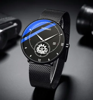 Ultra-plonas monokuliariniai dizaino mados kalendoriaus verslo prekės ženklo vyrai kvarco žiūrėti laisvalaikio temperamentas sporto paprasta vyriški laikrodžiai