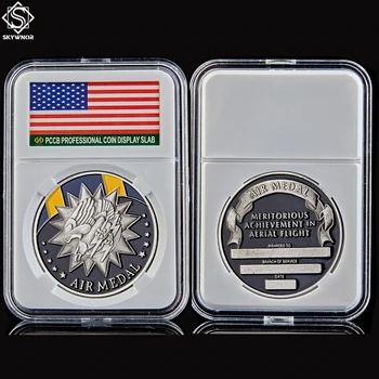 JAV Iššūkis Karinių Oro Pajėgų Medalis Nusipelnę Pasiekimas Lėktuvo Skrydžio Proginę Monetą Kareivis