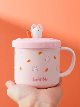 Maker katytė studentų animacinių filmų keramikos vandens puodelis su dangteliu šaukštas kavos puodelį, vaikų mažų šviežių puikus pusryčių pieno