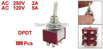 Mini Mini Perjungimo Jungiklis 250V/2A 120V/5A AC ON-OFF-ON Lock 3 Pozicijos DPDT 2P2T 6 Pin 6mm x 1 Pakuotėje 100 vnt. / Daug