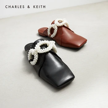 CHARLES＆KEITH Naują Atvykimo Rudens 2021 CK1-70580160 Moterų perlų aikštėje kojų mulų