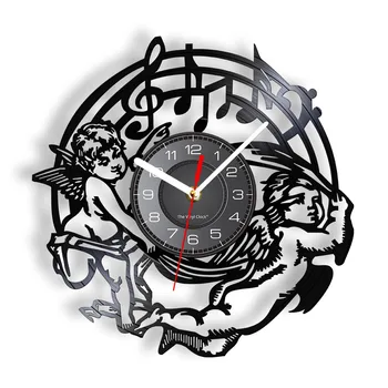 Muzikos Įrašus Sieninis Laikrodis Angel Kids Vinilo Įrašas Laikrodis Modernus Kūdikio Angelai Sienos Meno Dekoratyvinis Muzikos Angelai Laikrodžiai Muzikos Mėgėjams
