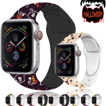Helovinas Naujas Dirželis Apple Watch Band 44mm 42mm 6 SE Spausdinti Silikono Helovinas Specialusis Juosta 38mm 40mm Iwatch series 5 4 3 2