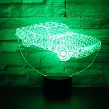3D LED Nakties Šviesos Dinamiškas Automobilis su 7 Spalvų Šviesos Namų Puošybai Lempos Nuostabi Vizualizacijos Optinė Iliuzija Nuostabus