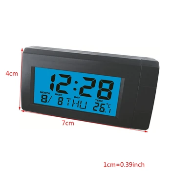 Automobilio Termometras Su Apšvietimo Funkcija Skaitmeninis Laikrodis, Automobilių Elektronika Patalpų Temperatūros LCD Displėjus Indikatorius