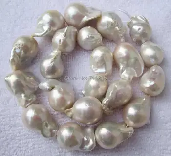 18-25mm Gamtos Baroko Baltos spalvos Gėlavandenių Perlų Prarasti Karoliukai 16