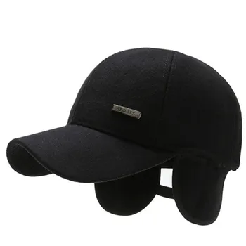 Snapback Cap-vidutinio amžiaus Vyrų Žiemą Šiltas Earmuff Skrybėlės Medvilnės Beisbolo Kepurės Vyrams, Atsitiktinis Sporto Bžūp Reguliuojamo Dydžio Tėtis Kepurę